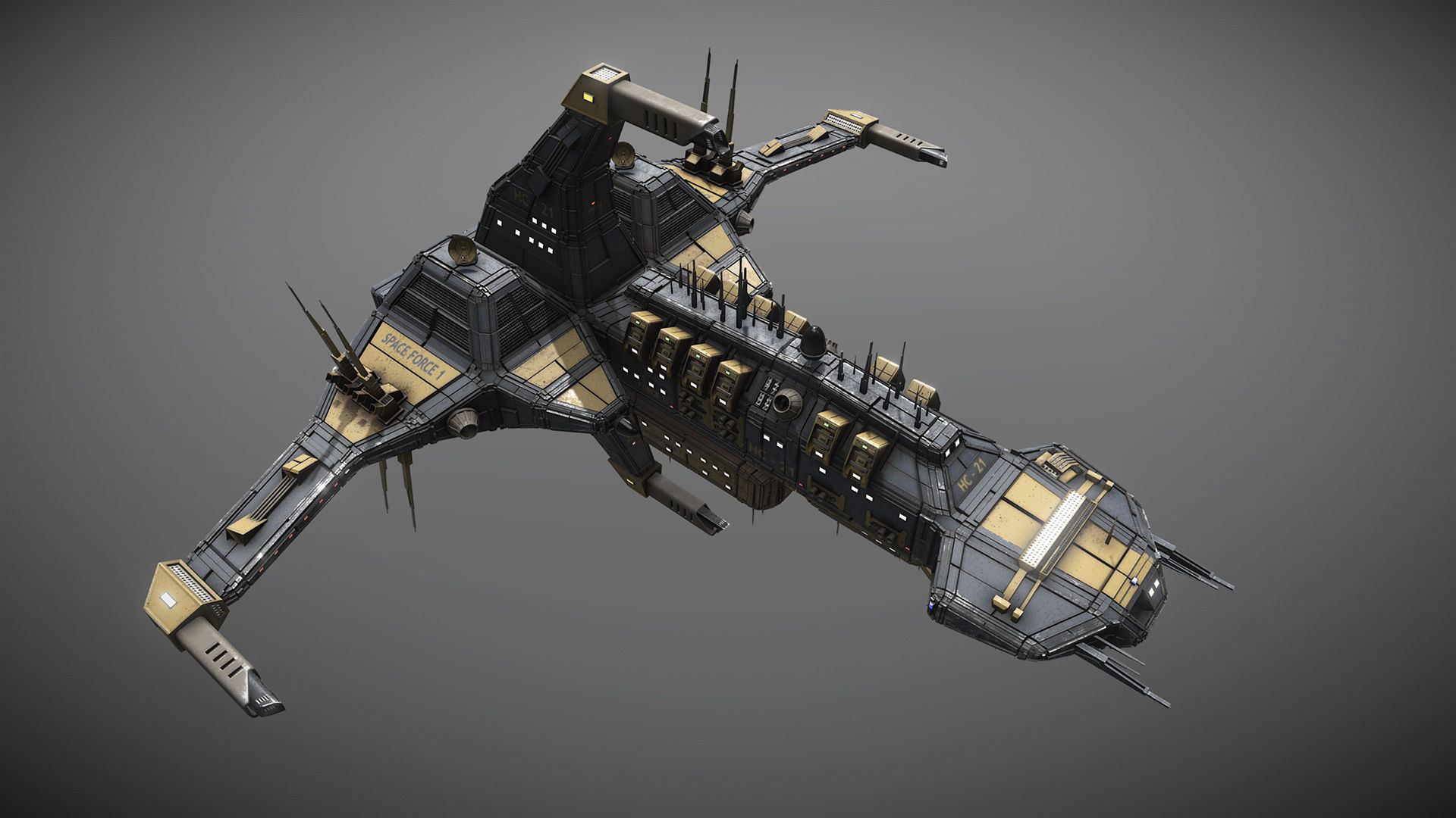 Space Force 1 Cruiser Low-poly 3D model_5