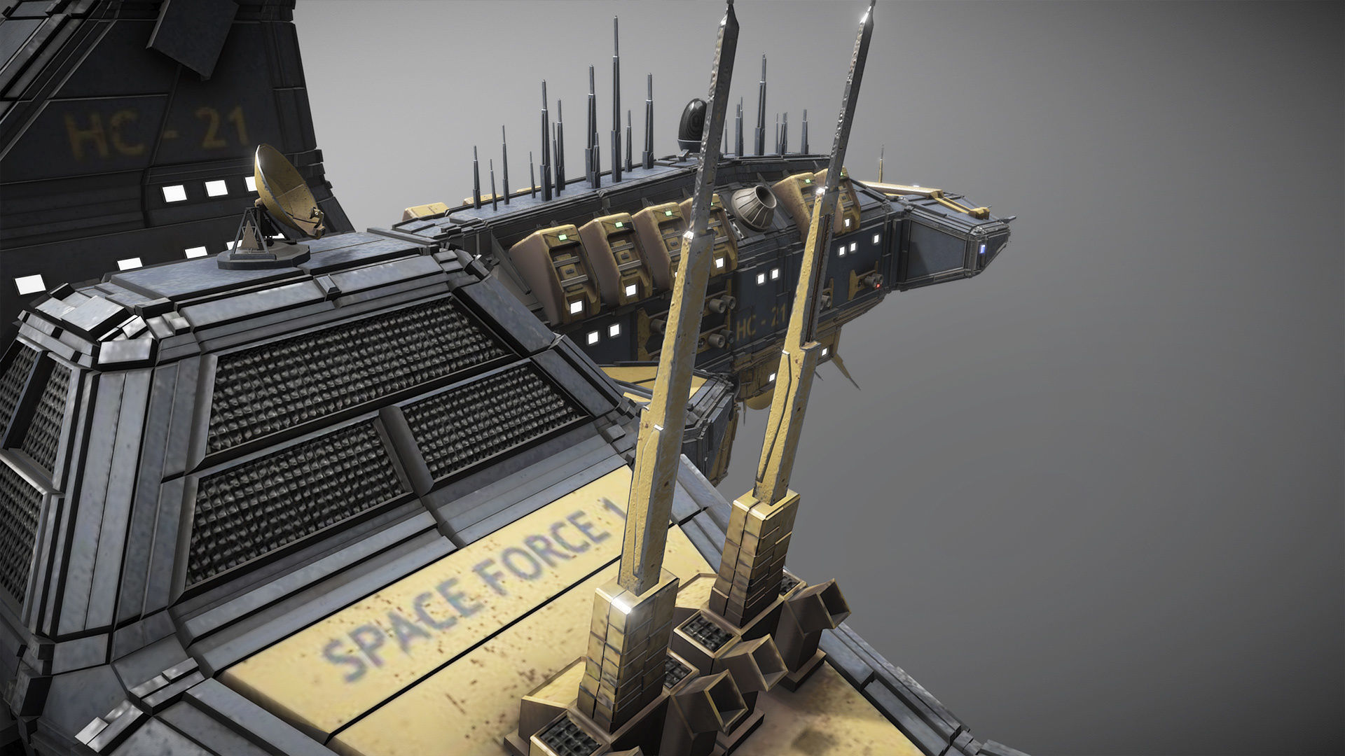 Space Force 1 Cruiser Low-poly 3D model_2