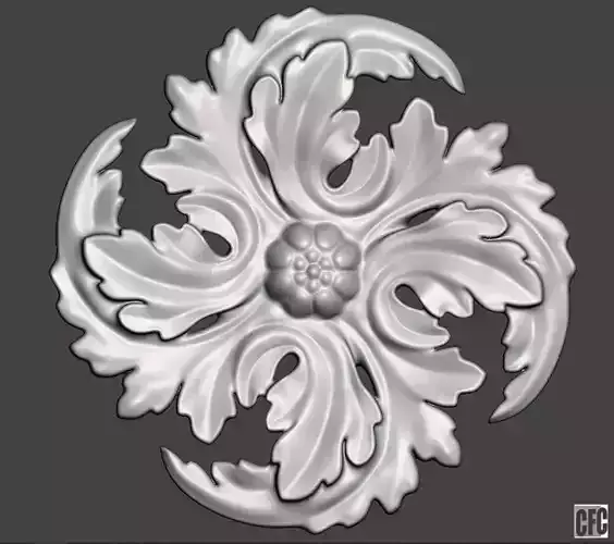 WoodCarving floral detail - 3d model for CNC - FlowerCFC01