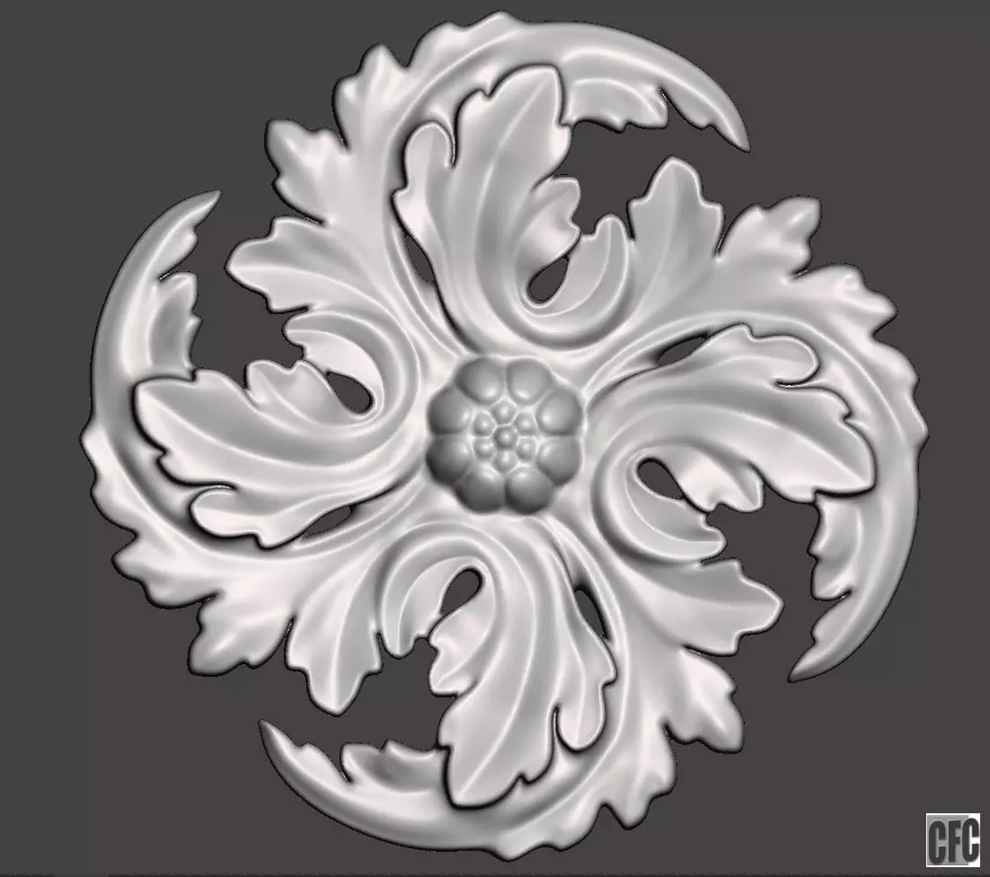WoodCarving floral detail - 3d model for CNC - FlowerCFC01 3D print model_0