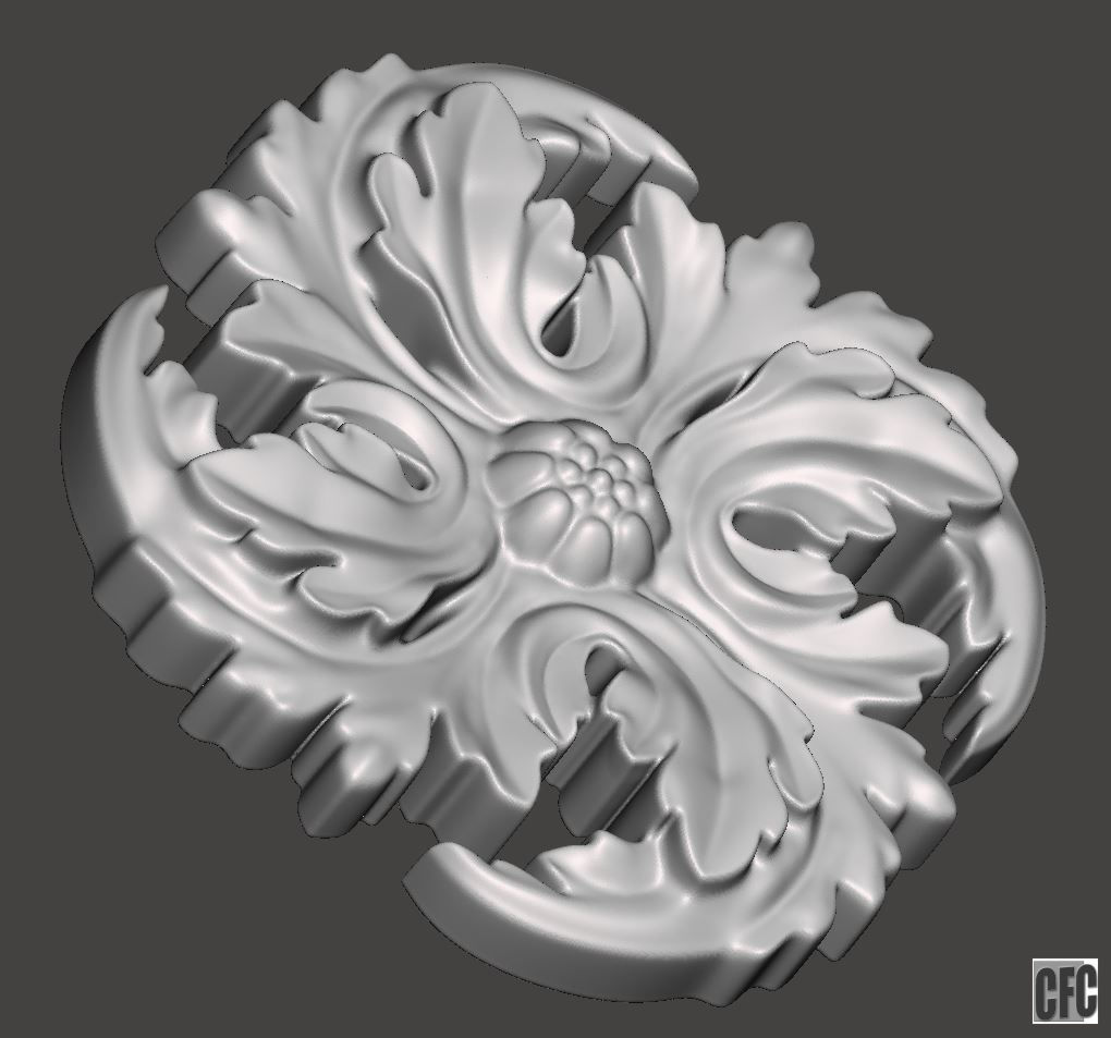 WoodCarving floral detail - 3d model for CNC - FlowerCFC01 3D print model_2