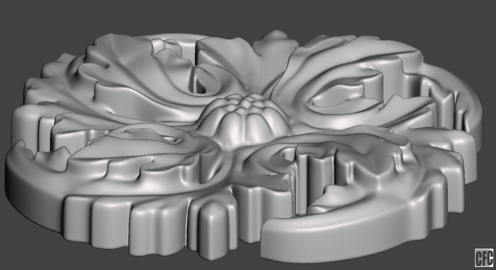 WoodCarving floral detail - 3d model for CNC - FlowerCFC01 3D print model_3