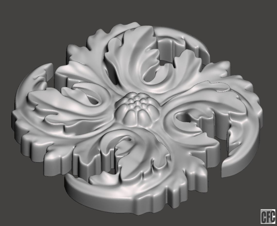 WoodCarving floral detail - 3d model for CNC - FlowerCFC01 3D print model_1