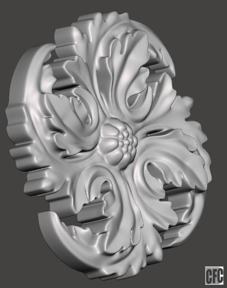 WoodCarving floral detail - 3d model for CNC - FlowerCFC01 3D print model_4