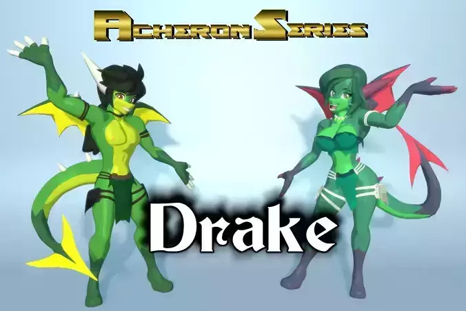 Acheron Drake Nude Low-poly 3D model