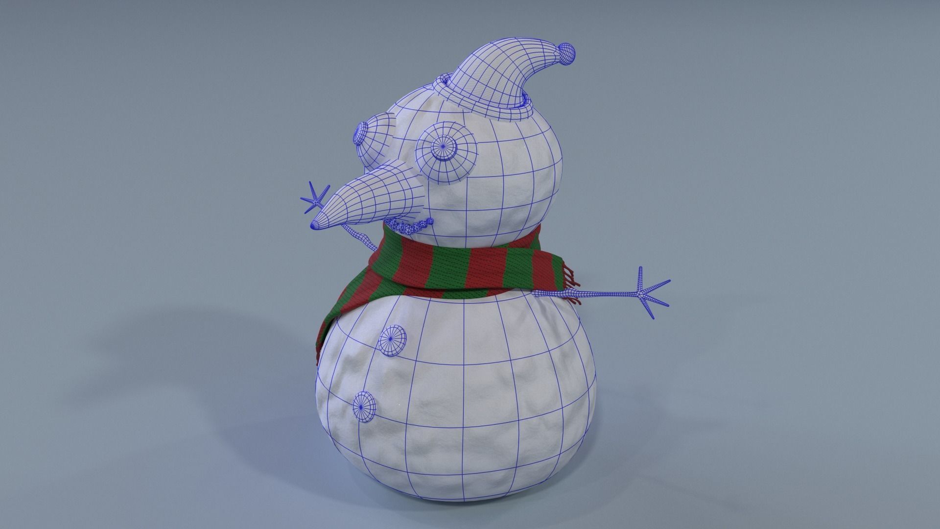 Snowman wearing scarf and hat Low-poly 3D model_6