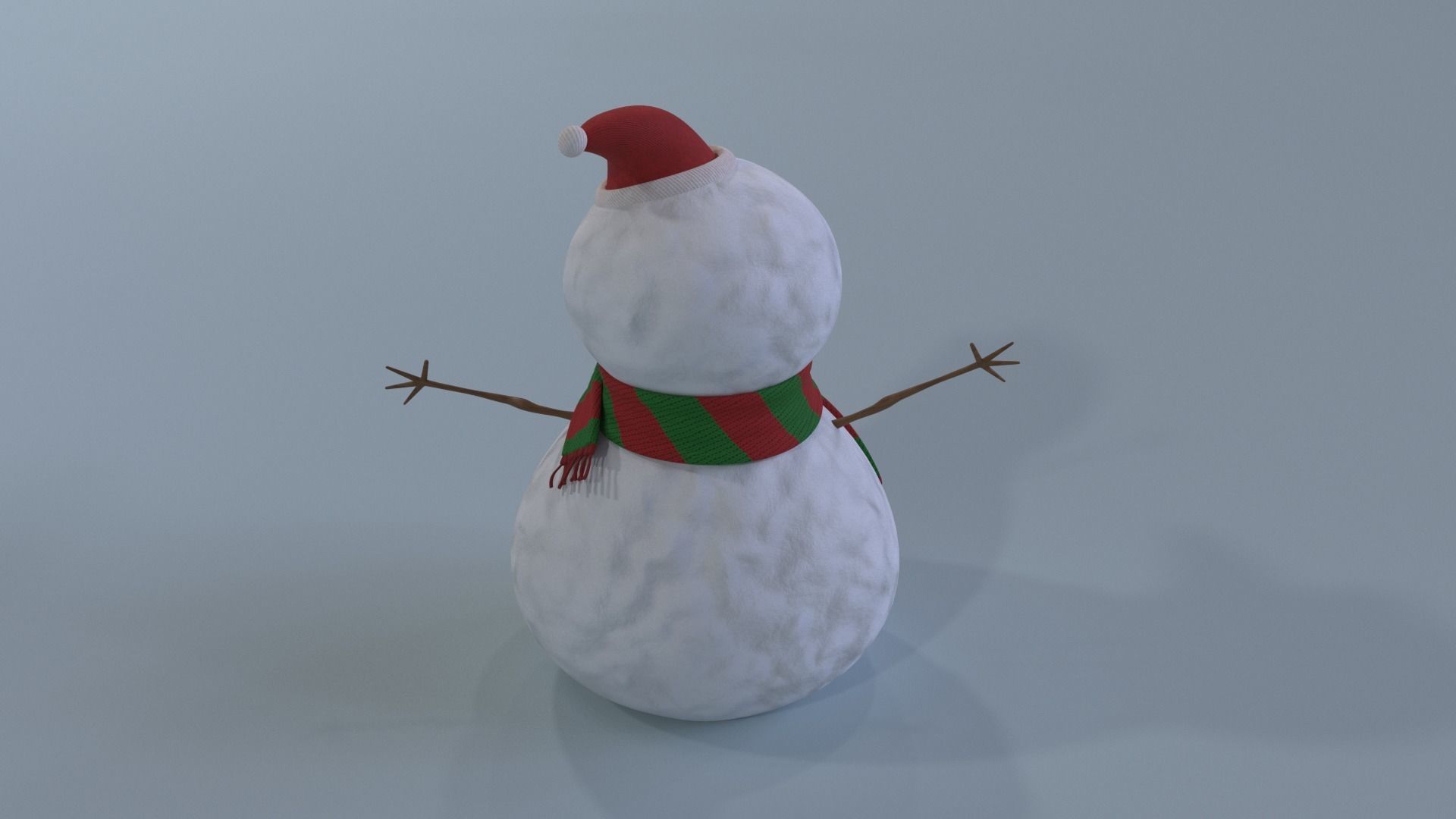 Snowman wearing scarf and hat Low-poly 3D model_2
