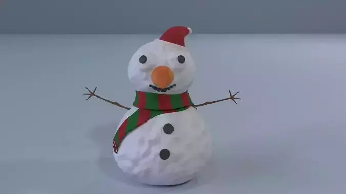 Snowman wearing scarf and hat