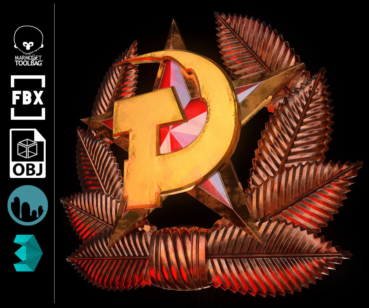 cockade Low-poly 3D model_0