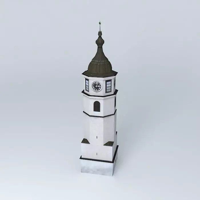 Historical Clock Tower Low-poly 3D model_0