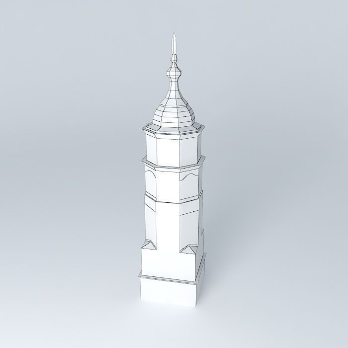 Historical Clock Tower Low-poly 3D model_4