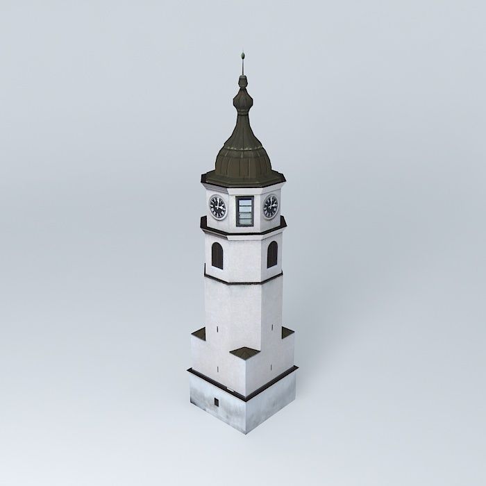 Historical Clock Tower Low-poly 3D model_2
