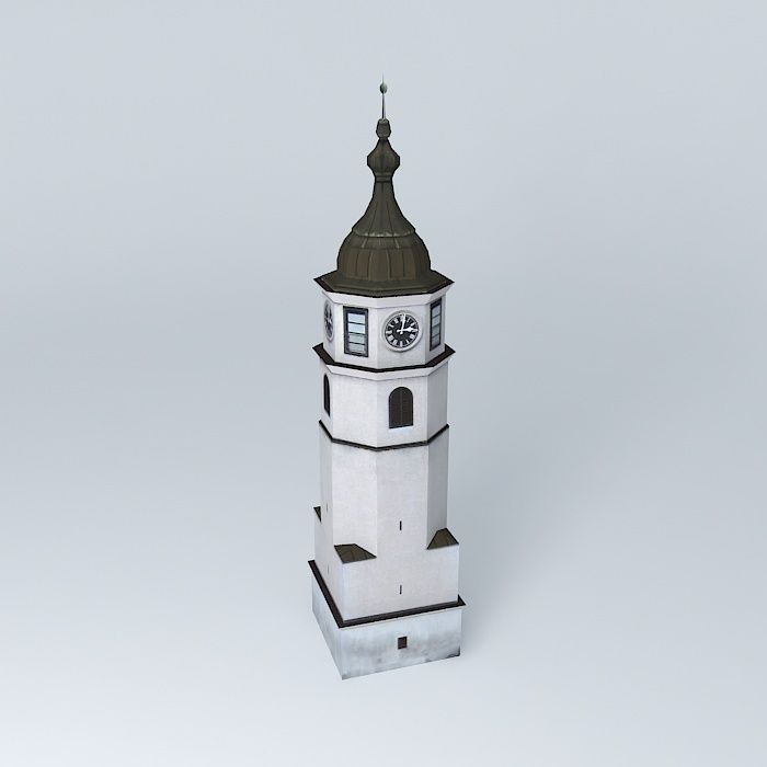 Historical Clock Tower Low-poly 3D model_1