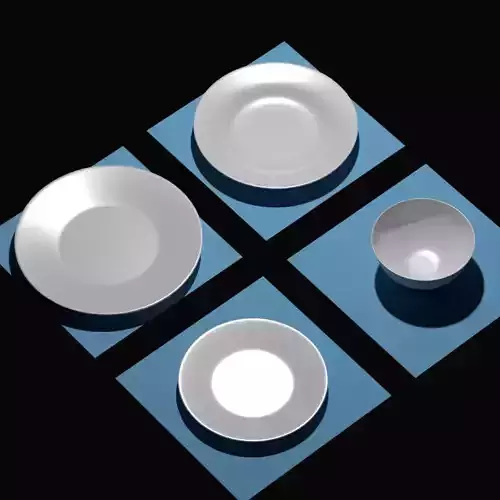 Plates set of and bowls Free low-poly 3D model