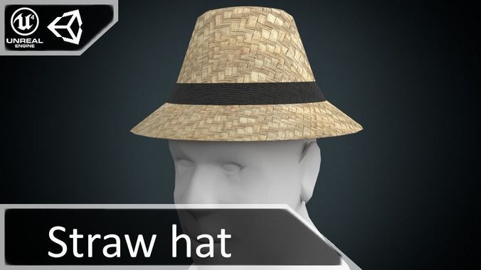 Straw hat Low-poly 3D model