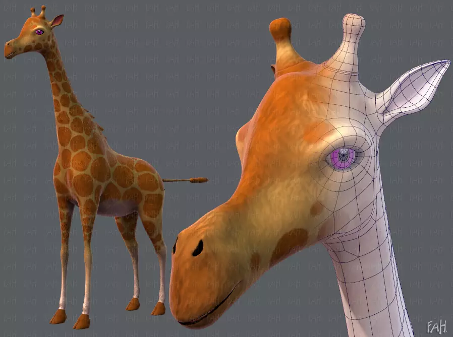 Giraffe V01 Low-poly 3D model_0