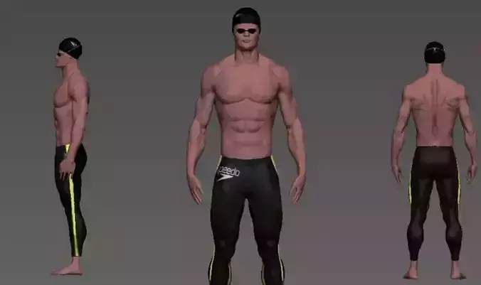swimmer man in swimsuit Low-poly 3D model