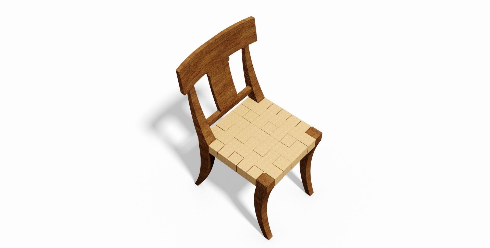 Chair wooden 3D print model_1