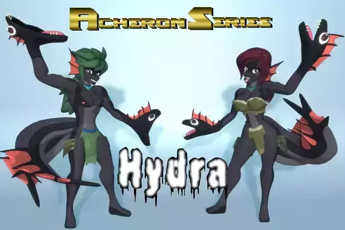 Acheron Hydra Nude Low-poly 3D model