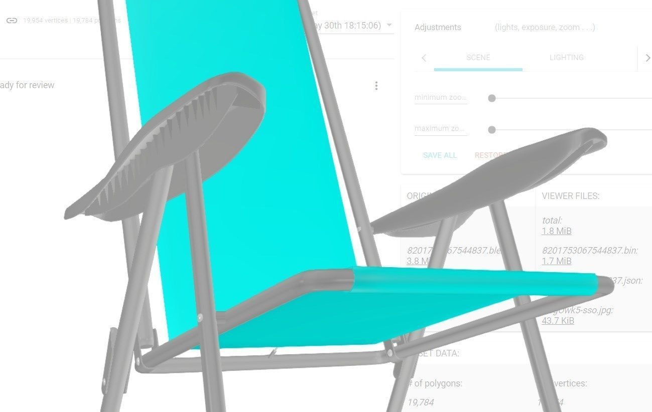 BEACH CHAIR Blue Low-poly 3D model_4