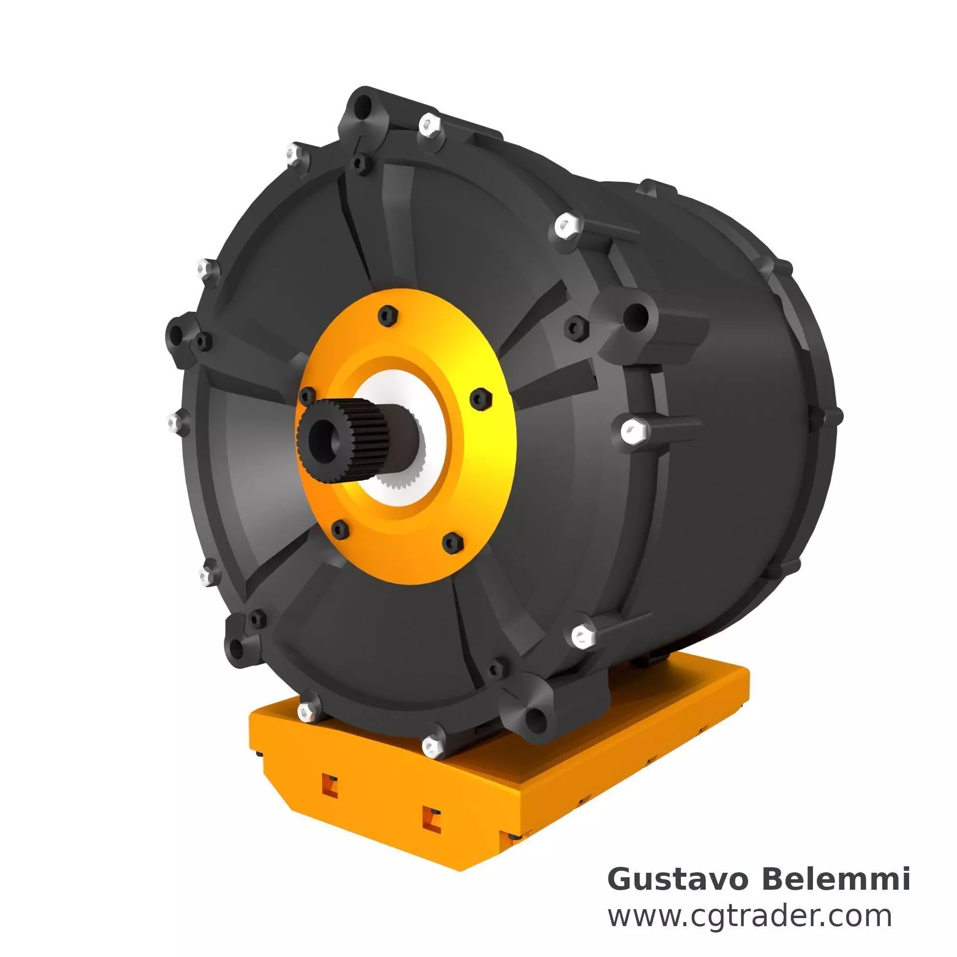 Automotive AC Electric Motor 3D model_0