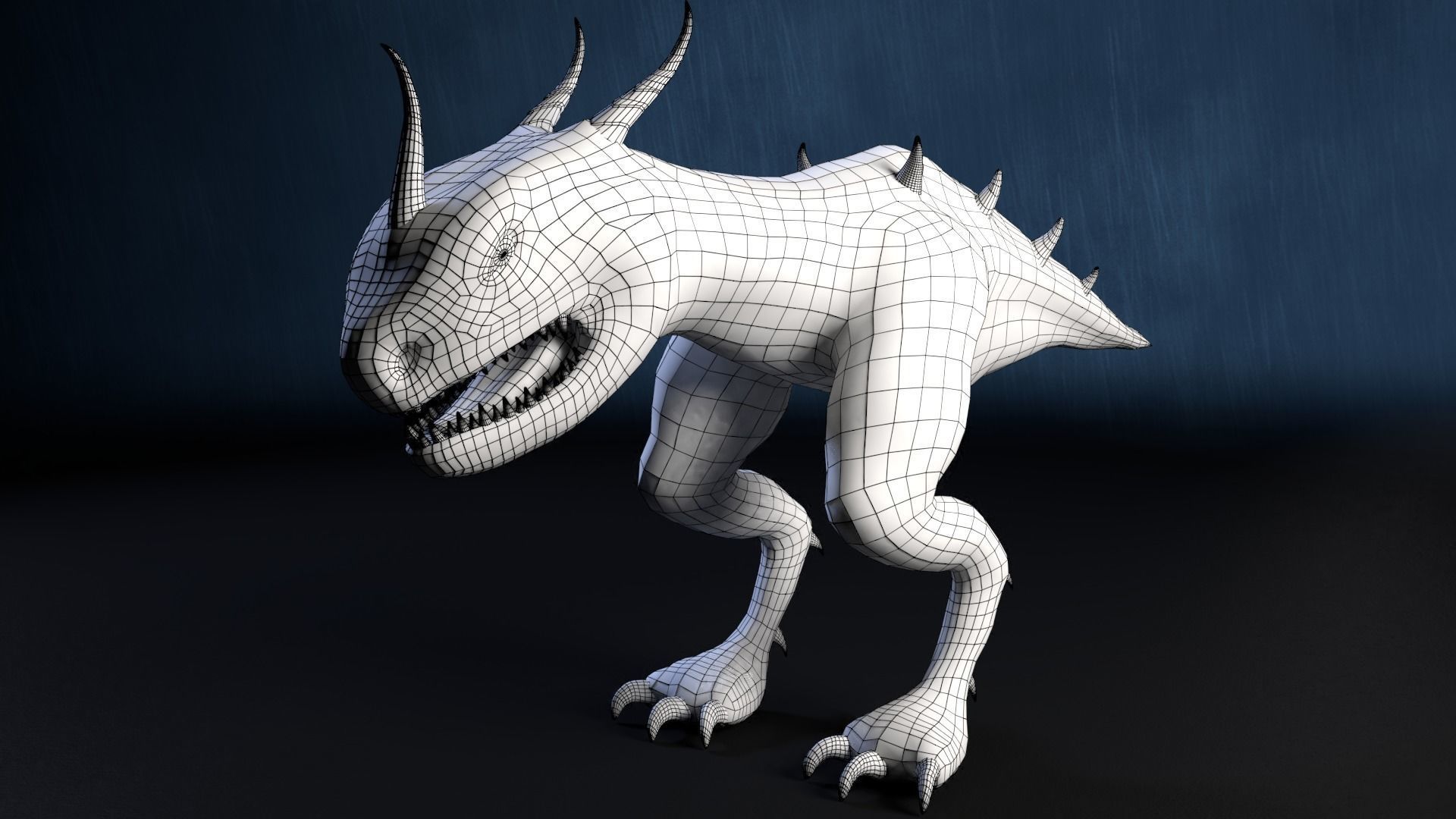 Dragonsnapper Raptor Creature Low-poly 3D model_4
