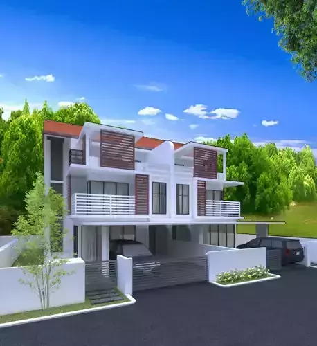 Modern house compact style modeling 3D model