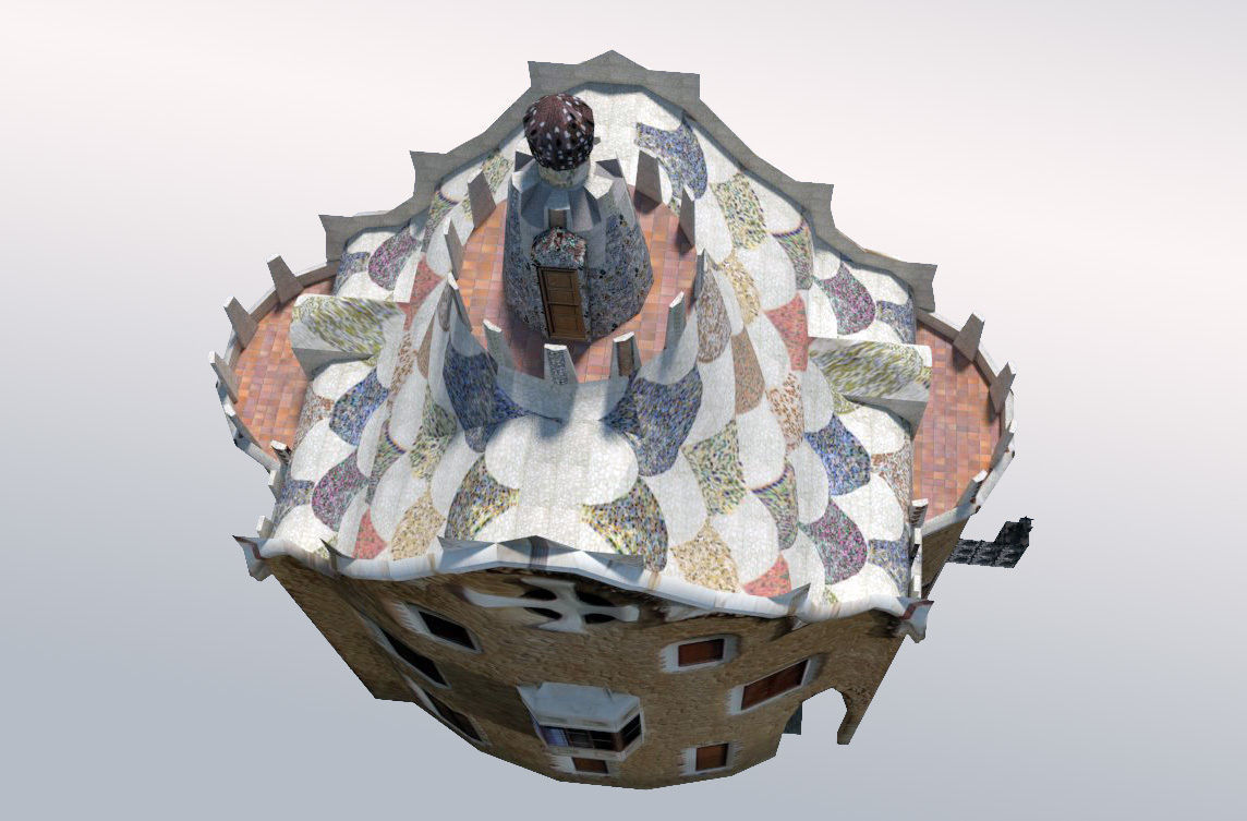 Park Guell Entrance Towers Low-poly 3D model_5