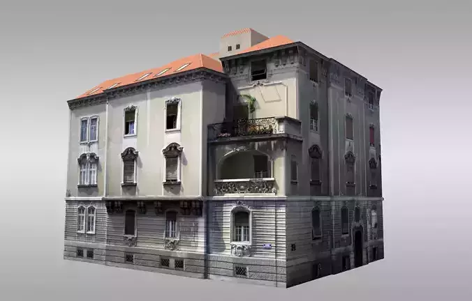 Old Baroque Villa Low-poly 3D model