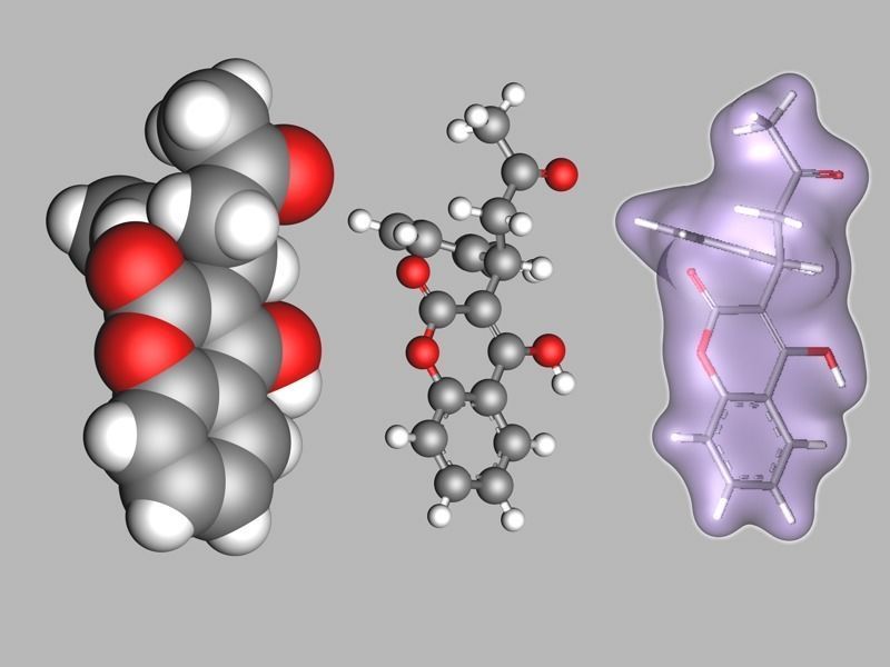 Warfarin molecule 3D model_7