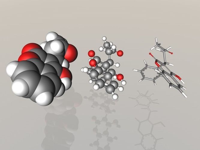 Warfarin molecule 3D model