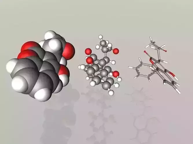 Warfarin molecule 3D model