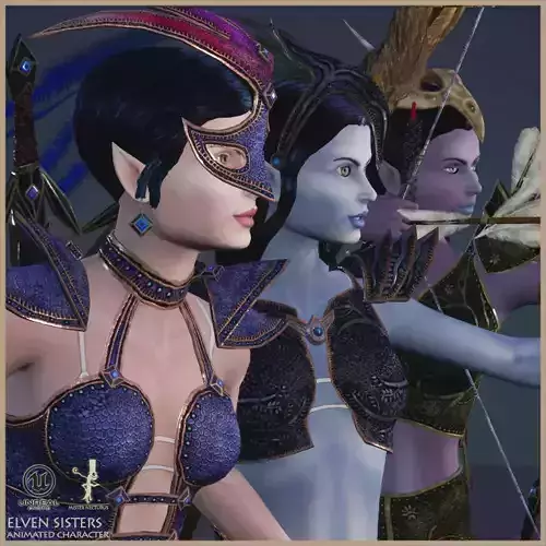 Elven Sisters Low-poly 3D model