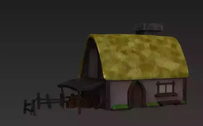 Low poly country house game asset