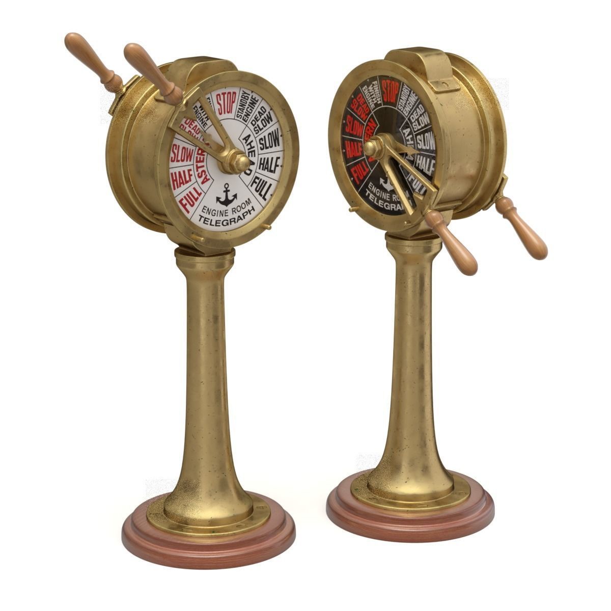 Brass Engine Room Telegraph 3D model_11