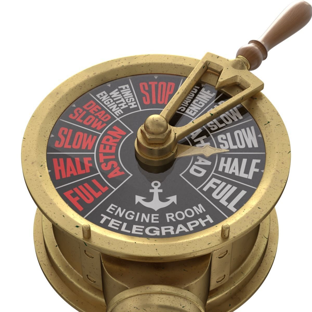 Brass Engine Room Telegraph 3D model_6