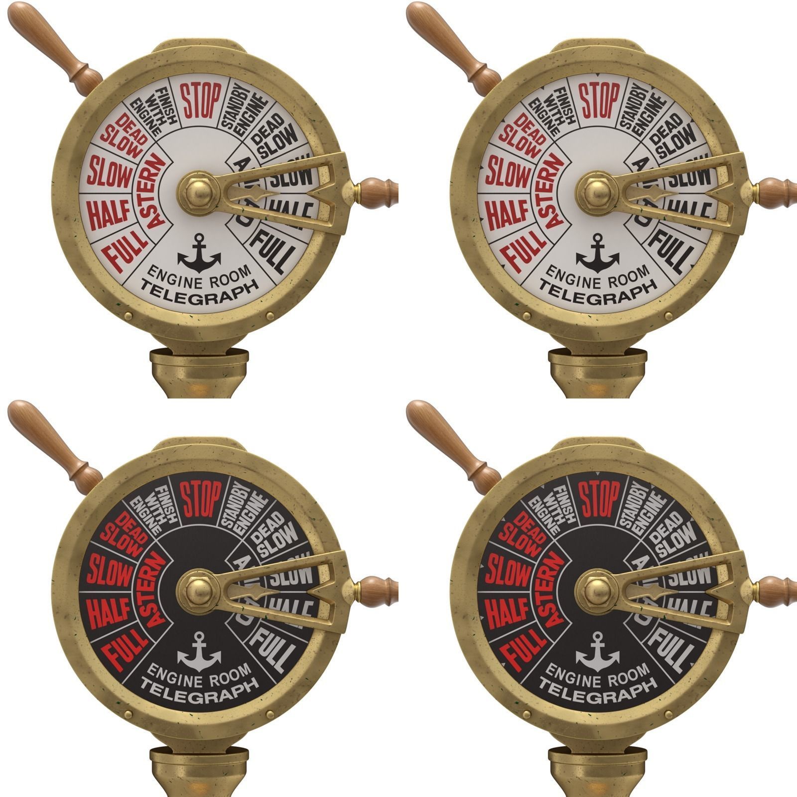 Brass Engine Room Telegraph 3D model_9