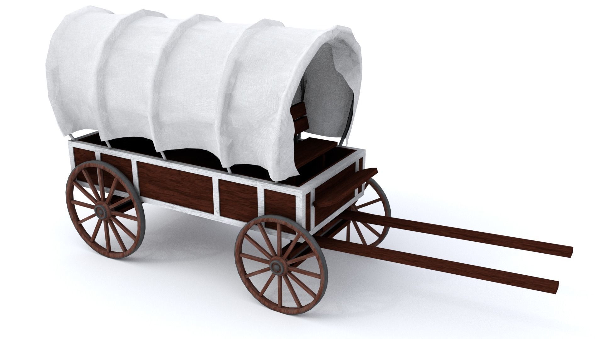 Western Wagon Low-poly 3D model_4