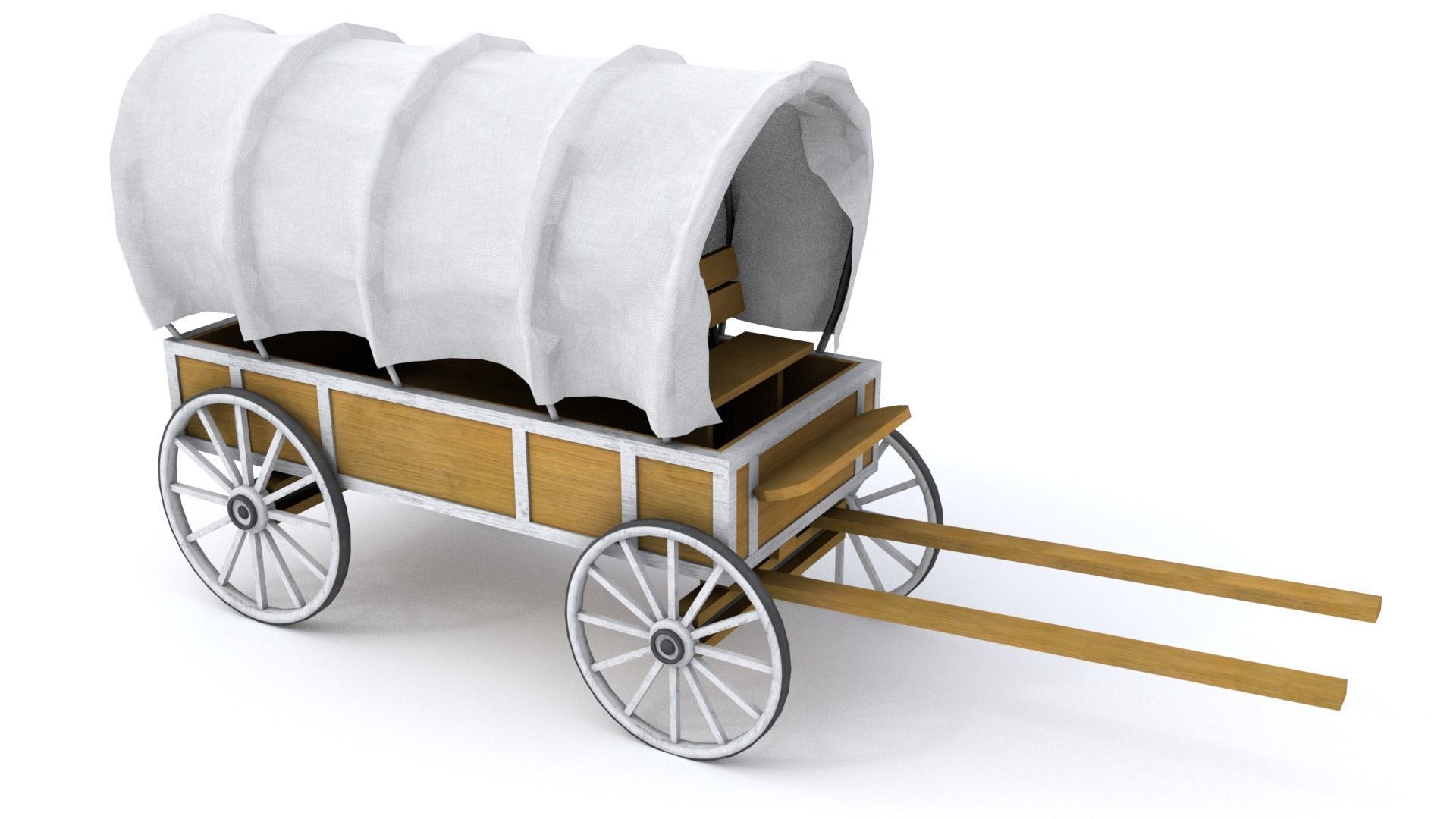 Western Wagon Low-poly 3D model_3