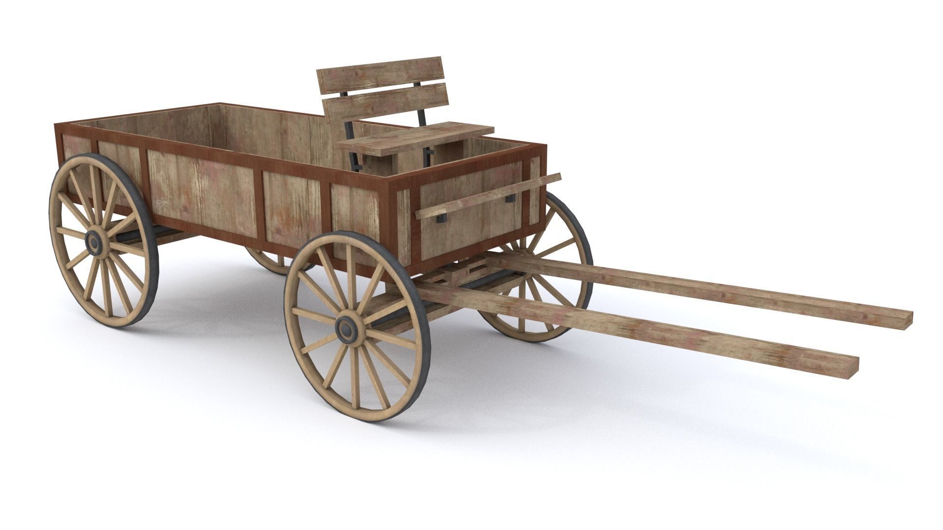 Western Wagon Low-poly 3D model_5
