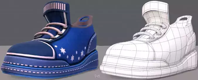 Shoes cartoonV28 Low-poly 3D model