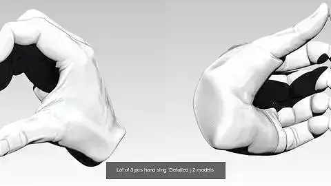 Lot of 3 pcs hand sing  Detailed 3D Model Collection