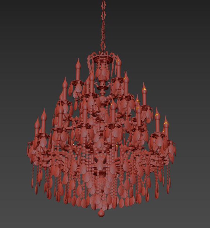 AostaE1128200GB elegant gold and crystal chandelier 3D model_1