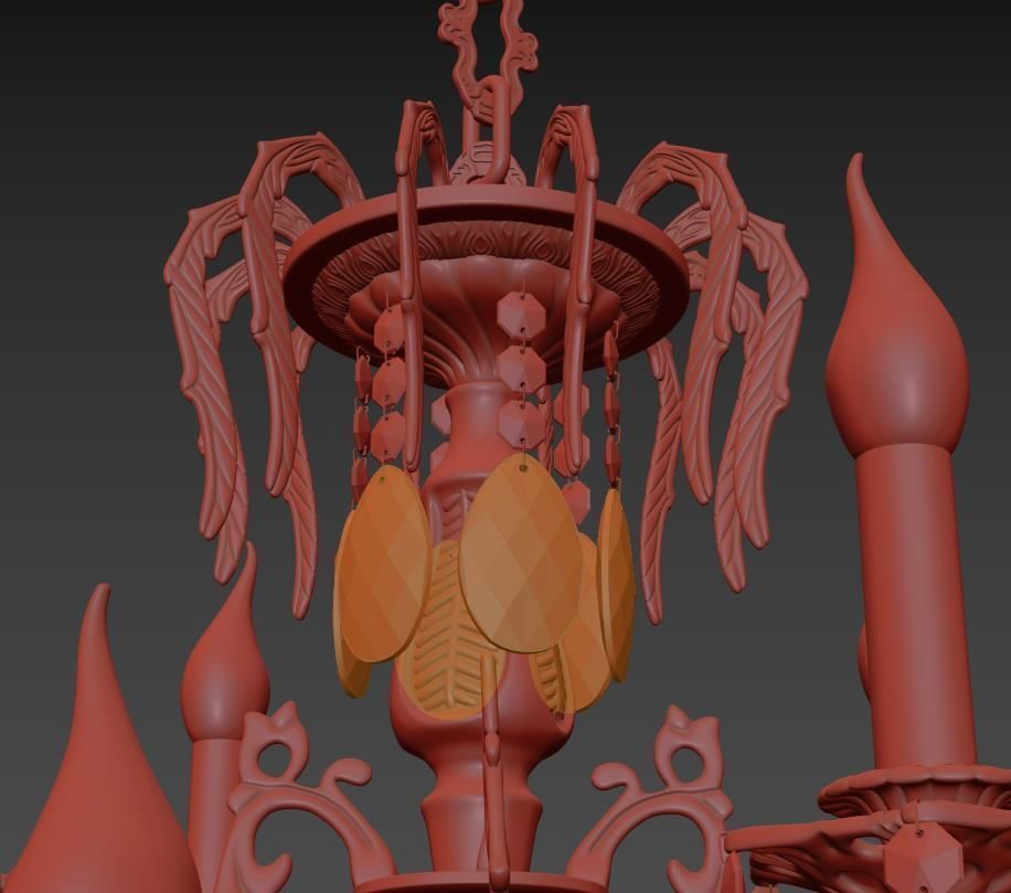 AostaE1128200GB elegant gold and crystal chandelier 3D model_2