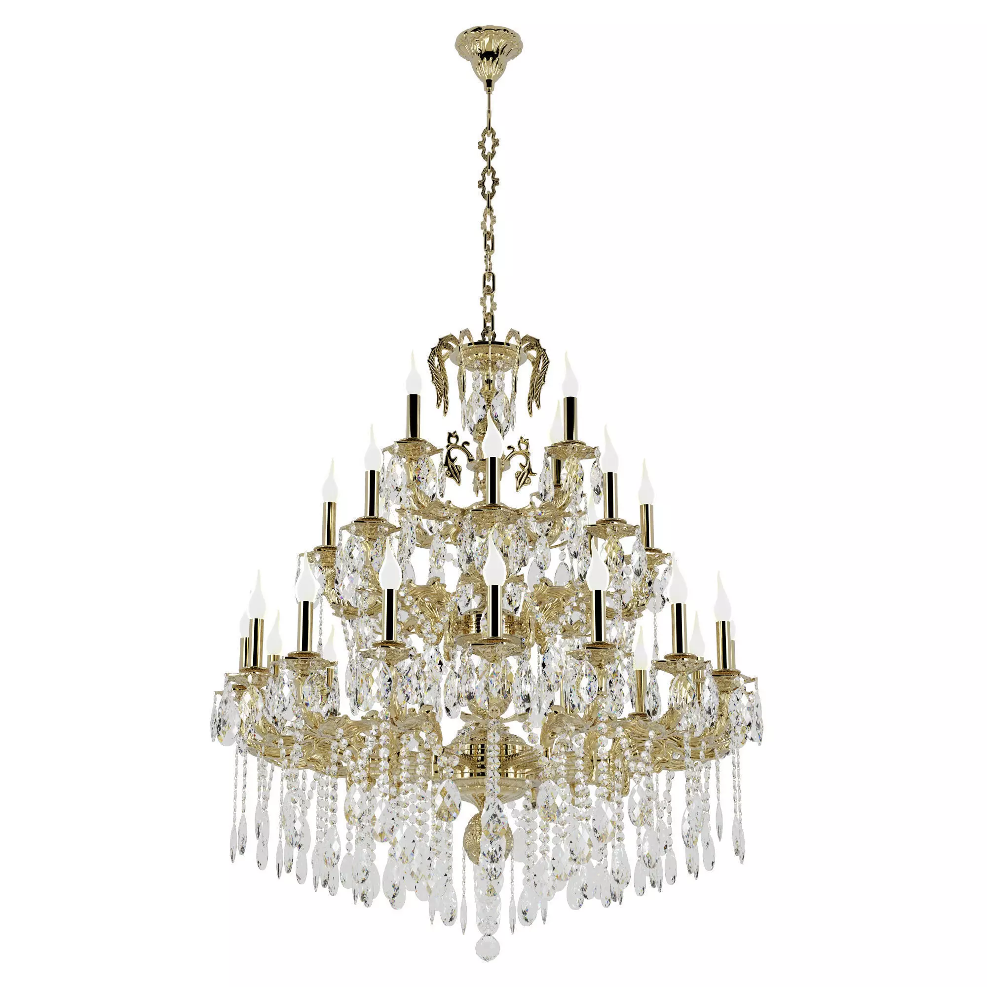 AostaE1128200GB elegant gold and crystal chandelier 3D model_0