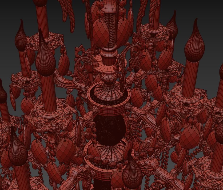 AostaE1128200GB elegant gold and crystal chandelier 3D model_4