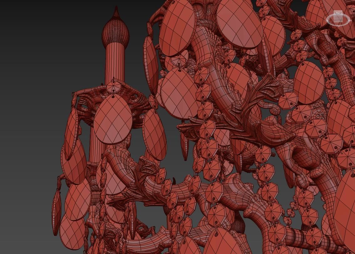 AostaE1128200GB elegant gold and crystal chandelier 3D model_3