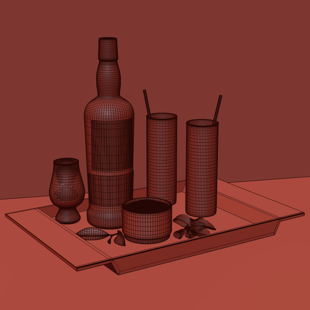 Matcha Cocktail Set  3D model_3