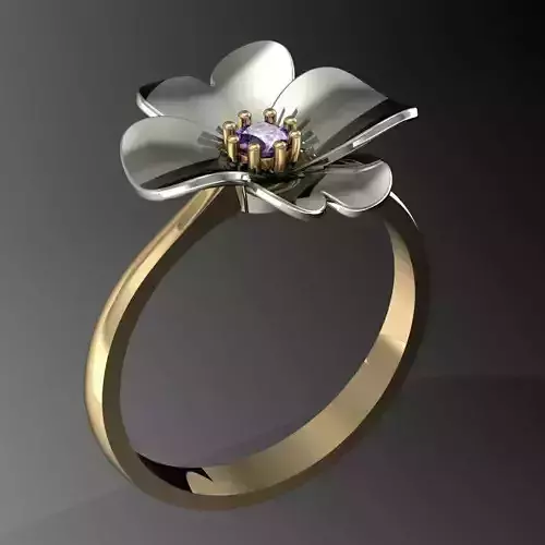 beautiful ring with pansy flower   