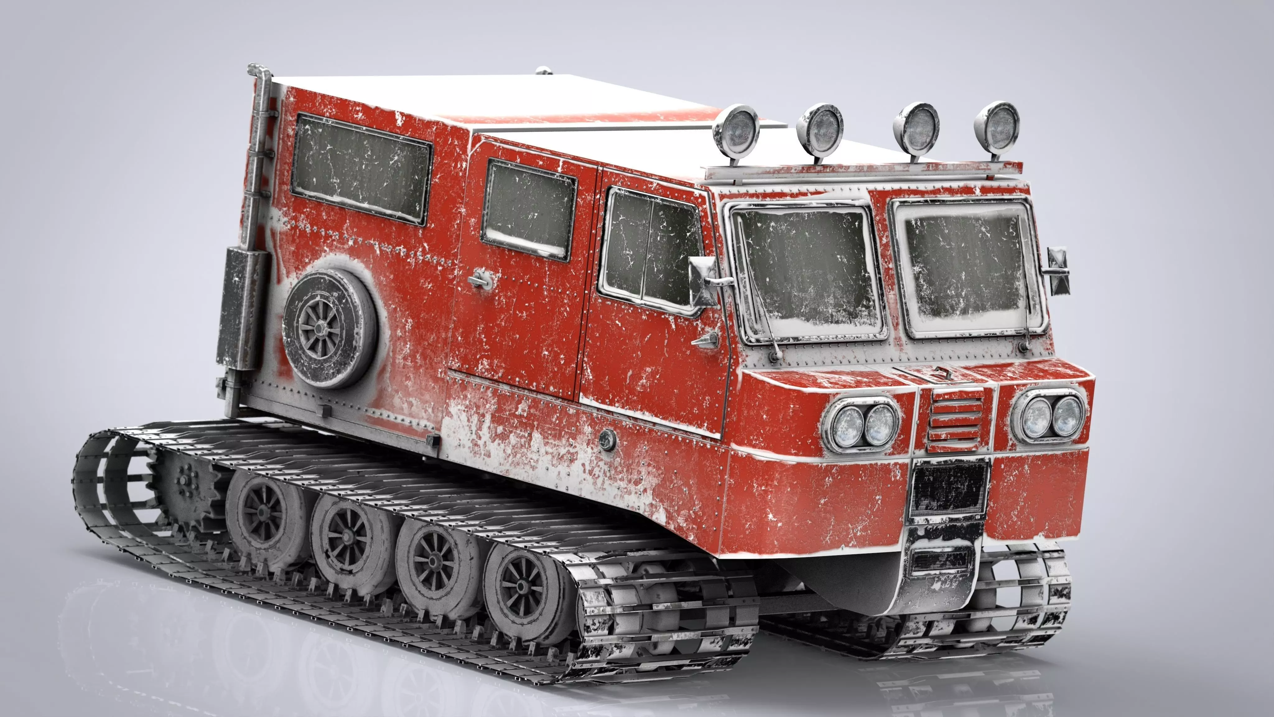 Snowcat snow vehicle 3D model_0